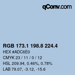 カラーコード: RGB 173.1 198.8 224.4 | qconv.com