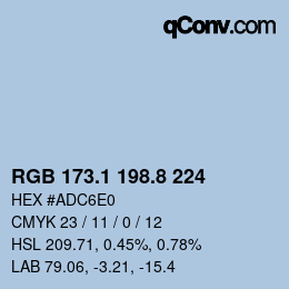 Color code: RGB 173.1 198.8 224 | qconv.com
