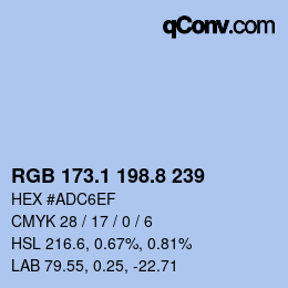 Color code: RGB 173.1 198.8 239 | qconv.com