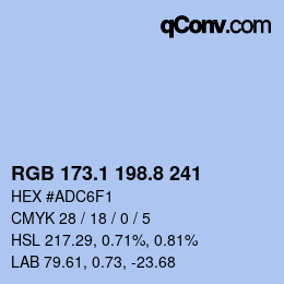Color code: RGB 173.1 198.8 241 | qconv.com