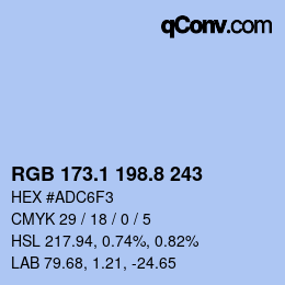 Color code: RGB 173.1 198.8 243 | qconv.com