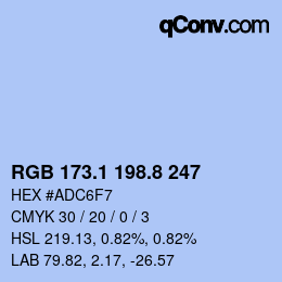 Color code: RGB 173.1 198.8 247 | qconv.com