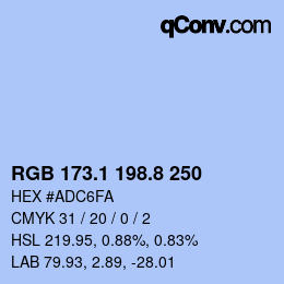 Color code: RGB 173.1 198.8 250 | qconv.com