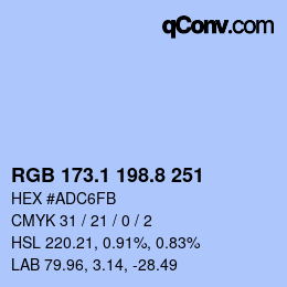 Color code: RGB 173.1 198.8 251 | qconv.com