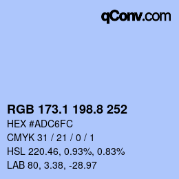 Color code: RGB 173.1 198.8 252 | qconv.com