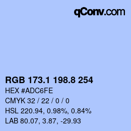 Color code: RGB 173.1 198.8 254 | qconv.com