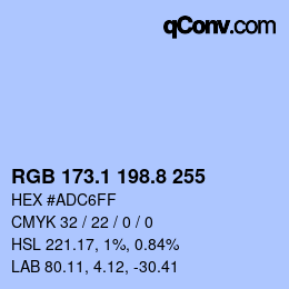 カラーコード: RGB 173.1 198.8 255 | qconv.com