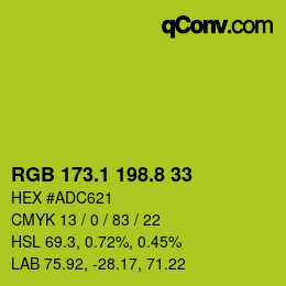 カラーコード: RGB 173.1 198.8 33 | qconv.com