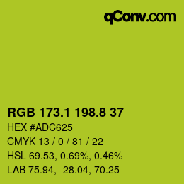 カラーコード: RGB 173.1 198.8 37 | qconv.com