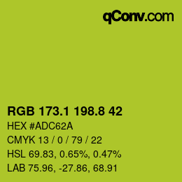 カラーコード: RGB 173.1 198.8 42 | qconv.com