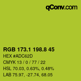 カラーコード: RGB 173.1 198.8 45 | qconv.com