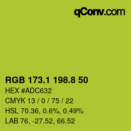 カラーコード: RGB 173.1 198.8 50 | qconv.com