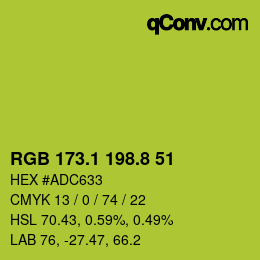 カラーコード: RGB 173.1 198.8 51 | qconv.com