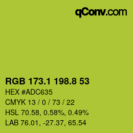 カラーコード: RGB 173.1 198.8 53 | qconv.com