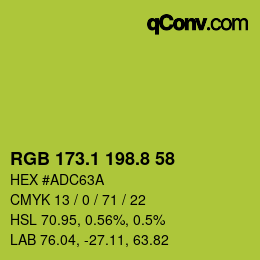 カラーコード: RGB 173.1 198.8 58 | qconv.com