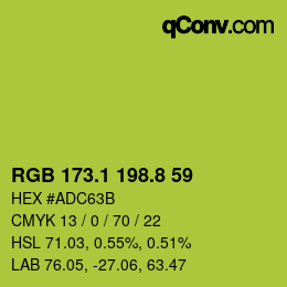 カラーコード: RGB 173.1 198.8 59 | qconv.com