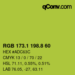 カラーコード: RGB 173.1 198.8 60 | qconv.com