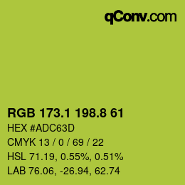 カラーコード: RGB 173.1 198.8 61 | qconv.com