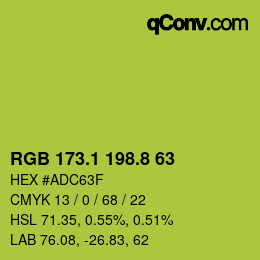 カラーコード: RGB 173.1 198.8 63 | qconv.com