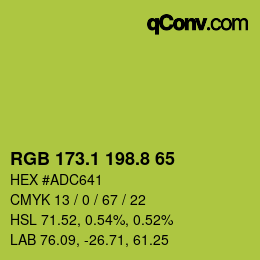 カラーコード: RGB 173.1 198.8 65 | qconv.com