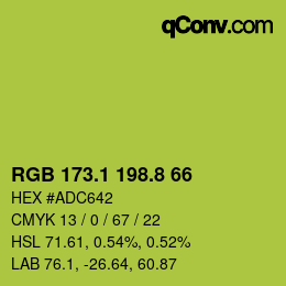 カラーコード: RGB 173.1 198.8 66 | qconv.com