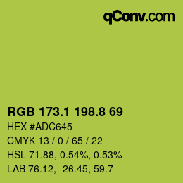 カラーコード: RGB 173.1 198.8 69 | qconv.com