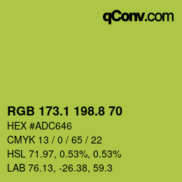 カラーコード: RGB 173.1 198.8 70 | qconv.com