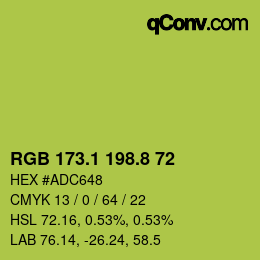 カラーコード: RGB 173.1 198.8 72 | qconv.com