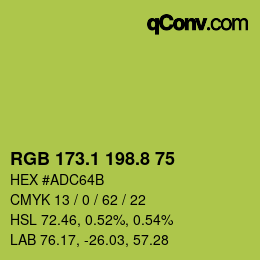 カラーコード: RGB 173.1 198.8 75 | qconv.com