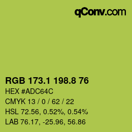 カラーコード: RGB 173.1 198.8 76 | qconv.com