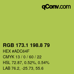 カラーコード: RGB 173.1 198.8 79 | qconv.com