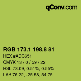 カラーコード: RGB 173.1 198.8 81 | qconv.com
