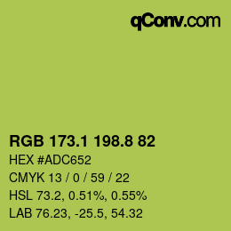 カラーコード: RGB 173.1 198.8 82 | qconv.com