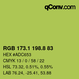 カラーコード: RGB 173.1 198.8 83 | qconv.com