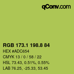 カラーコード: RGB 173.1 198.8 84 | qconv.com
