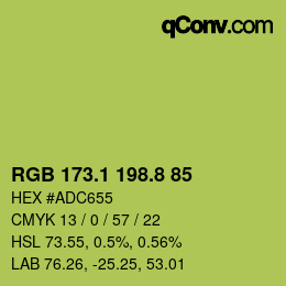 カラーコード: RGB 173.1 198.8 85 | qconv.com