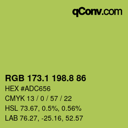 カラーコード: RGB 173.1 198.8 86 | qconv.com