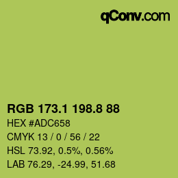 カラーコード: RGB 173.1 198.8 88 | qconv.com