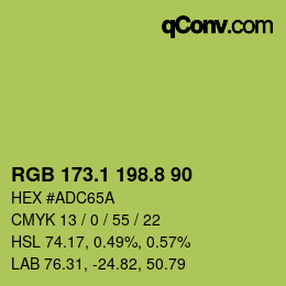カラーコード: RGB 173.1 198.8 90 | qconv.com