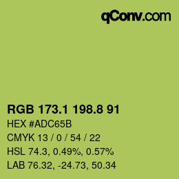 カラーコード: RGB 173.1 198.8 91 | qconv.com