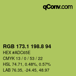 カラーコード: RGB 173.1 198.8 94 | qconv.com