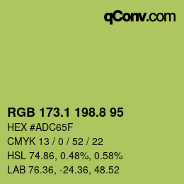 カラーコード: RGB 173.1 198.8 95 | qconv.com