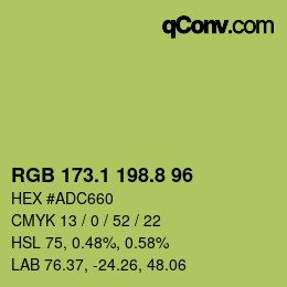 カラーコード: RGB 173.1 198.8 96 | qconv.com