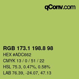 カラーコード: RGB 173.1 198.8 98 | qconv.com