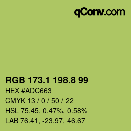 カラーコード: RGB 173.1 198.8 99 | qconv.com