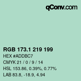 カラーコード: RGB 173.1 219 199 | qconv.com