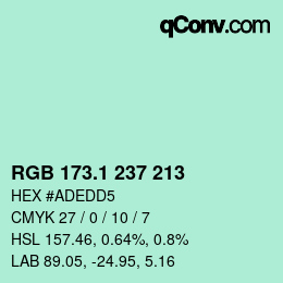カラーコード: RGB 173.1 237 213 | qconv.com