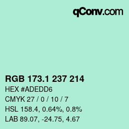 カラーコード: RGB 173.1 237 214 | qconv.com