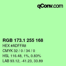 カラーコード: RGB 173.1 255 168 | qconv.com