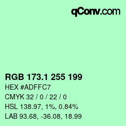 カラーコード: RGB 173.1 255 199 | qconv.com